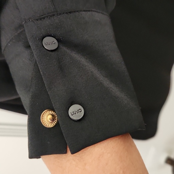 Liu Jo Black Longsleeve Blouse Size Medium - Picture 6 of 8